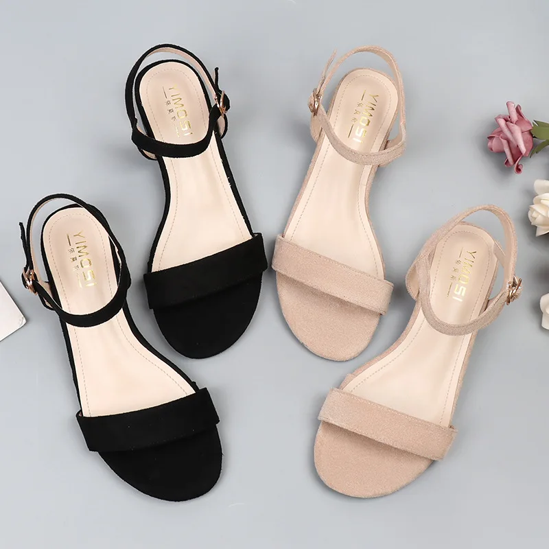 Plus Size 33-43 Shoes for Women Summer Fashion Women Sandals Low Heels Elegant Open Toe Non-slip Soft Sole Sandalias De Mujer