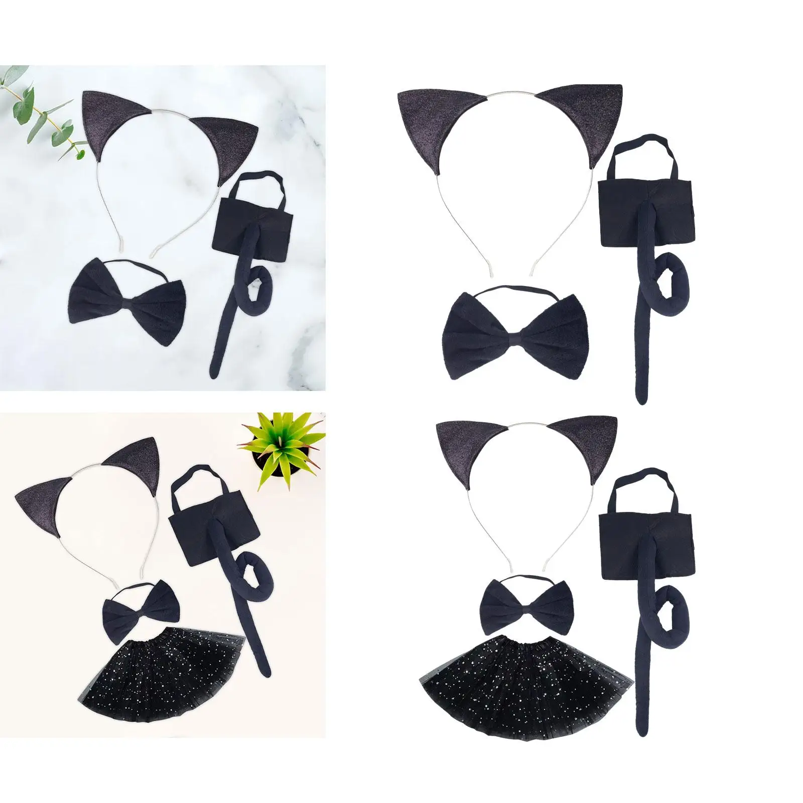 Bambini, papillon e coda Set accessori per costumi animali comodo cerchio per capelli copricapo per compleanni ragazze e ragazzi