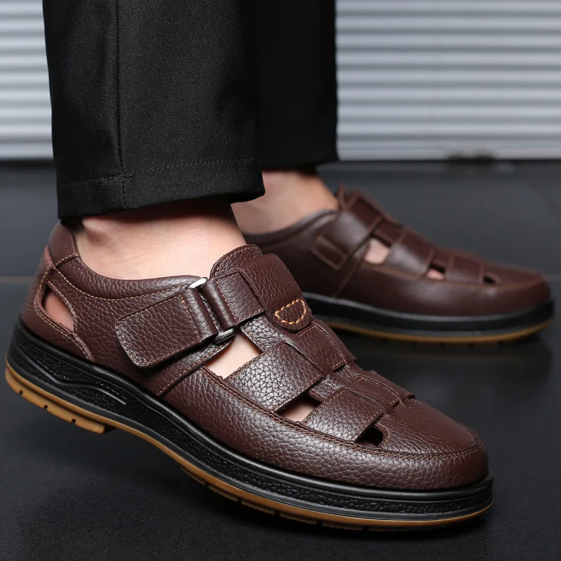 

Genuine leather men's sandals Classic business retro style Business and office Daily dress party Elegant shoes 38-46 Hot