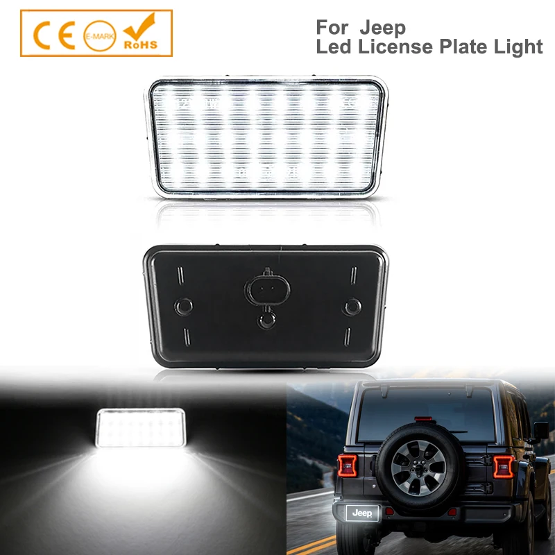 

1pcs Canbus White Led License Plate Light For Jeep Wrangler Jl Rubicon Sahara Car Accessories