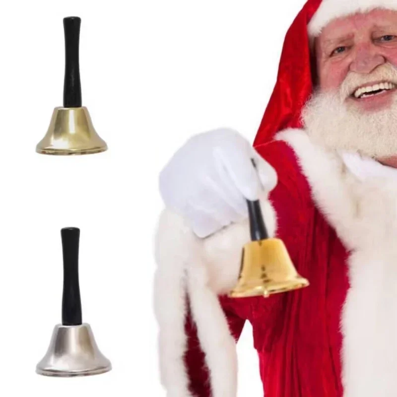 Christmas Hand Bells Christmas Decoration Supplies Santa Claus Wake Up Service Gold and Silver Macaron Color Ornaments Timbre