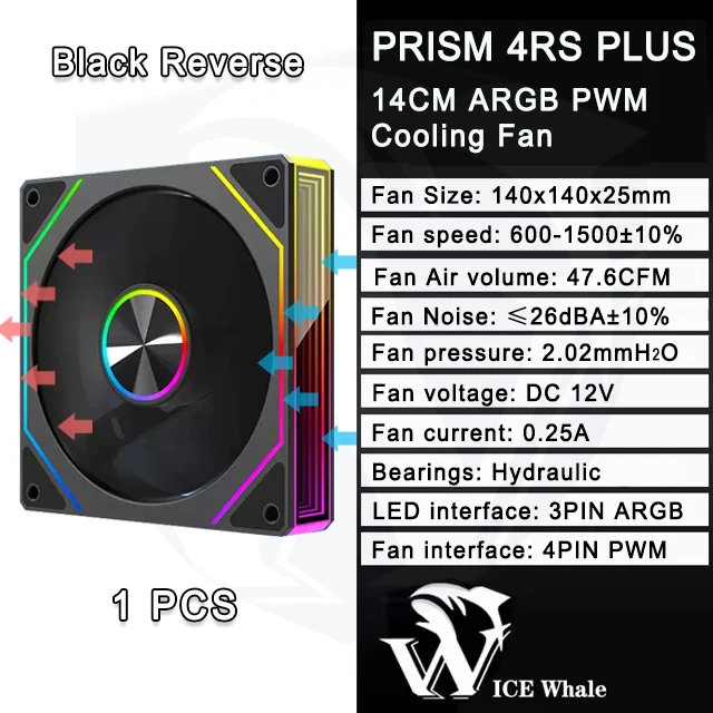 ICE Whale Prism 4RS Plus ARGB PC Case Fan 14cm Infinity Mirror Design Motherboard Light Sync 4PIN PWM CPU Cooler Fan Ventilador image 3