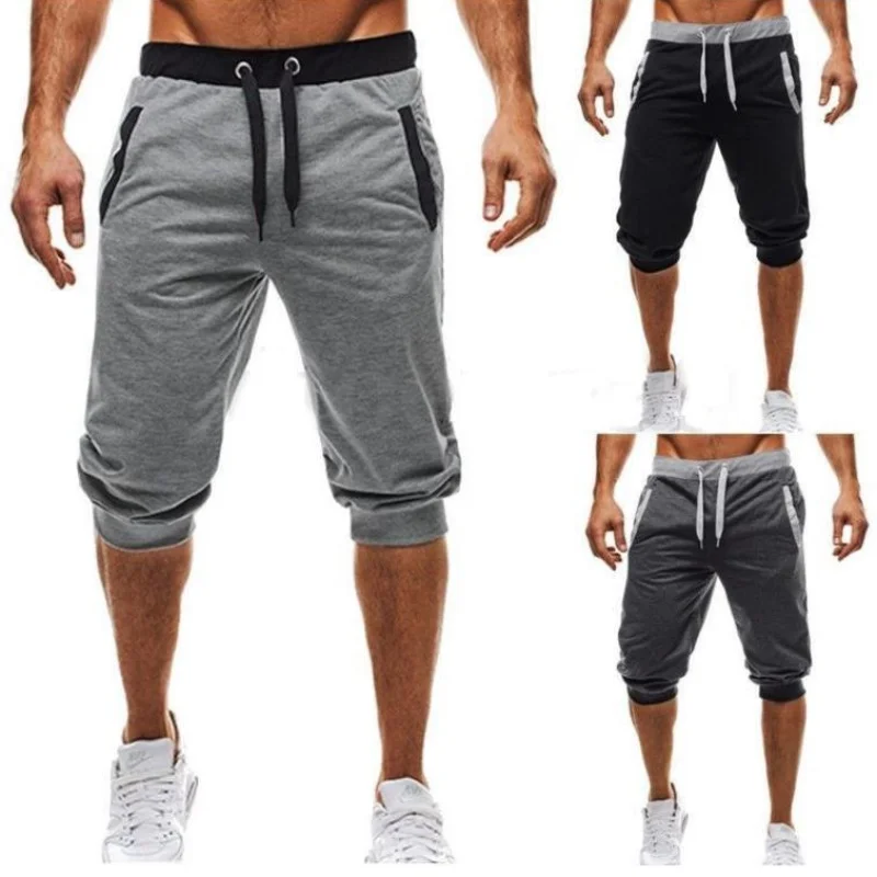 

2025 hot selling men's waist and pocket design sports pants men's casual jogging shorts elastic fitness pants M-3XL