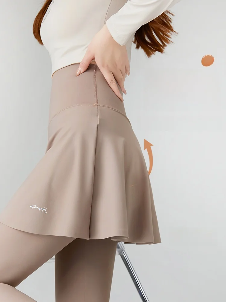   Calças de Yoga Arkskin de Cintura Alta, Calças Longas com Design de Saia Falsa, Efeito Emagrecimento e Cobertura do Quadril