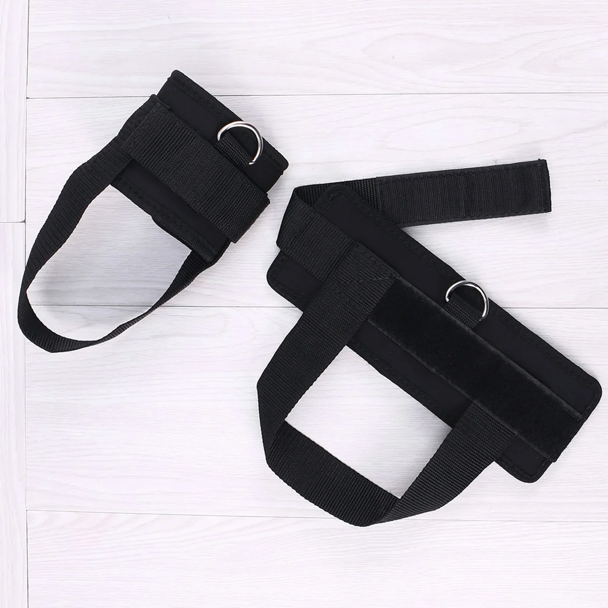 

2 Pcs Ankle Straps Padded Cuff Adjustable Leg Exercise Workout Black Cuffs Fitness