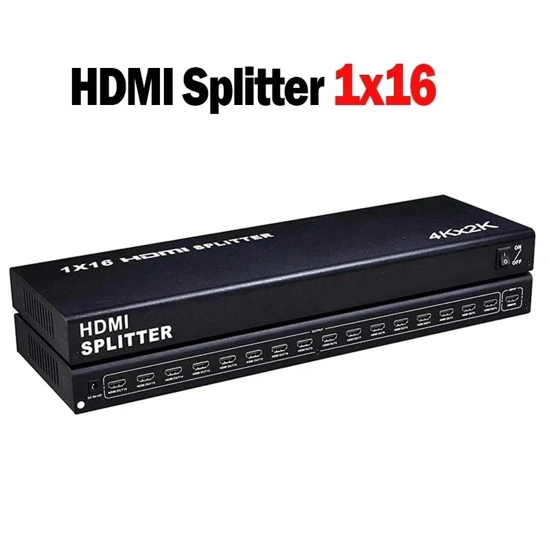 

4K HDMI Splitter 1 in 16 Out 1x16 HDMI Video Distributor for Monitor Display 4K 30Hz Audio Video Sync HDTV Support