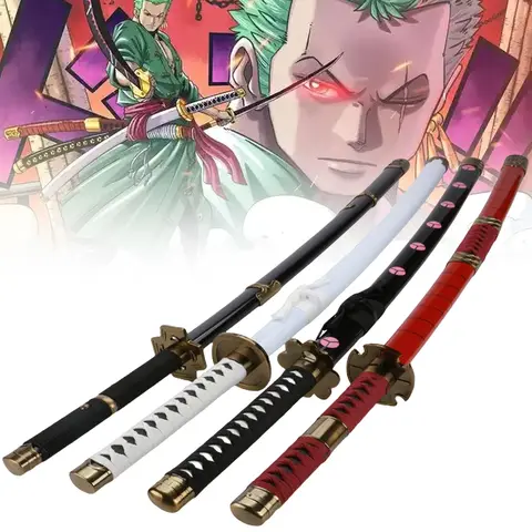 72/104cm Roronoa Zoro Katana Sandai Kitetsu Anime Sword Cosplay Prop Ninja Knife Real Size Japanese Katana Samurai Sabre Kid Toy