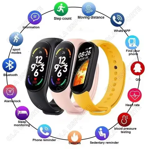 M7 Smart Watch Heart Rate Blood Pressure Monitoring AMOLED Screen Smart Wristband Fitness Tracker For Men Women Sport Bracelet