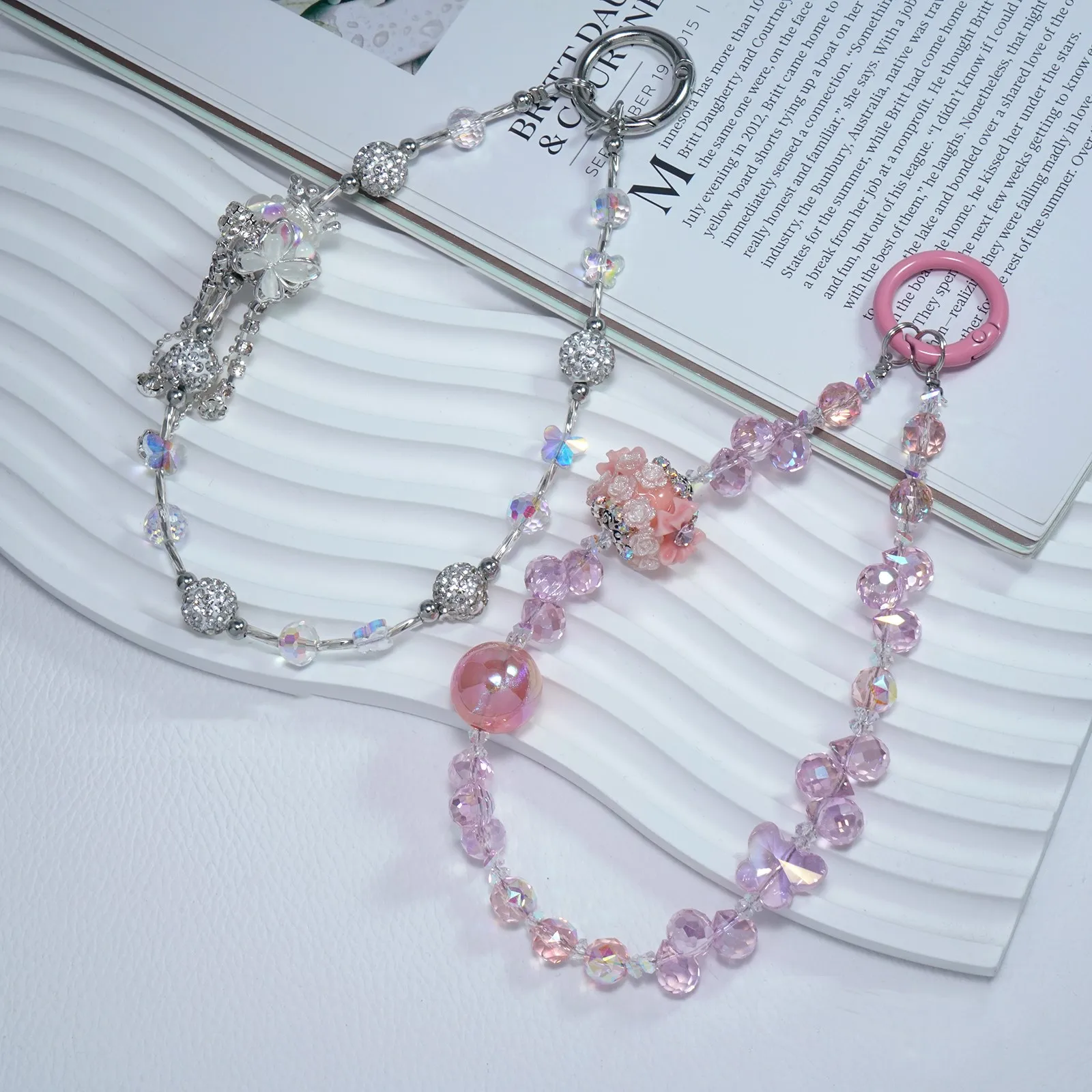 

Цепочка для мобильного телефона, подвеска для сумки, корона, бабочка, подвесная веревка, хрустальный кулон, изысканный брелок, роскошный кулон в виде цветочного шара