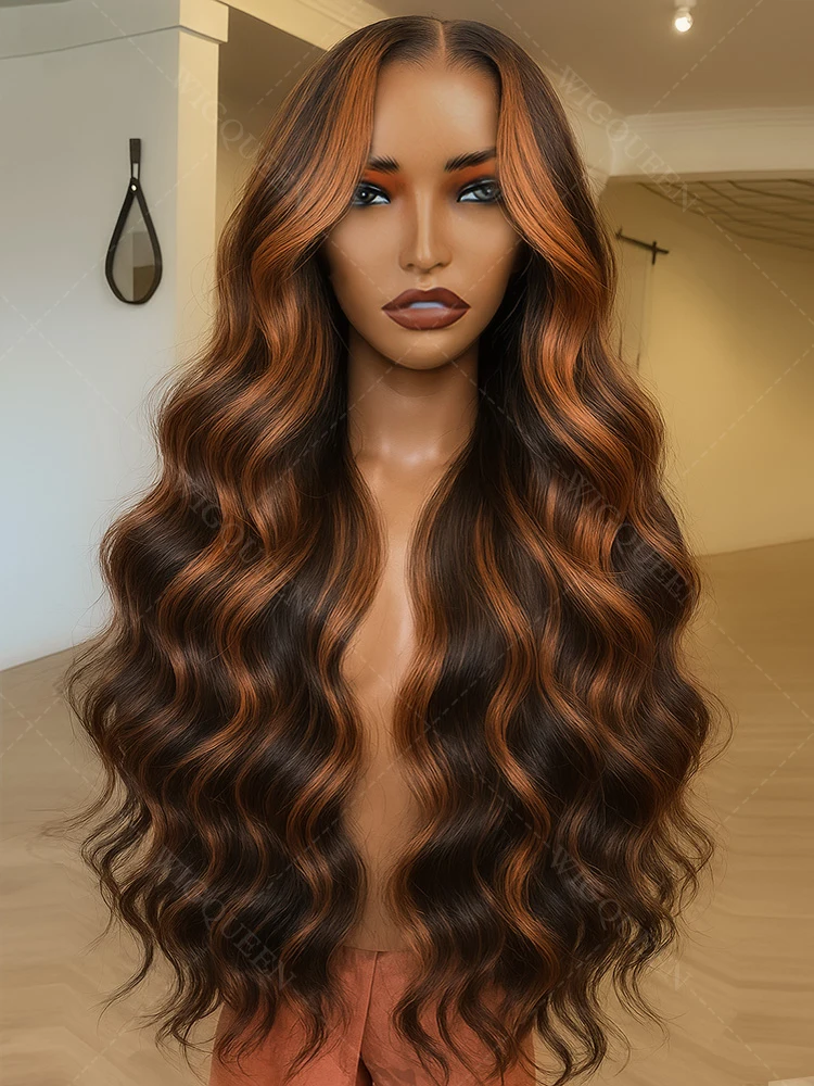 1B/30 Balayage Body Wave 13x4 HD Lace Front Human Hair Wigs Brazilian Highlight Brown Colored Wig Human Hair On Clearance Sale