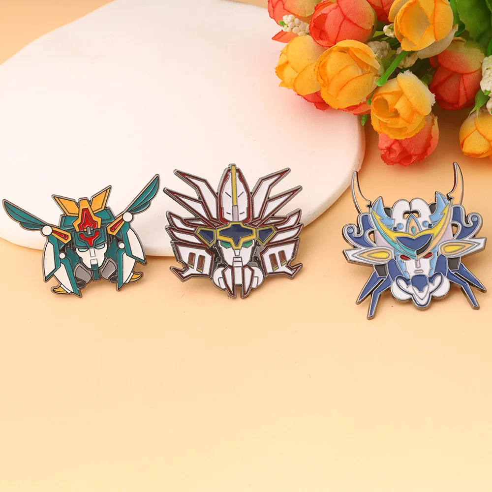 3pcs/set Japanese Anime Granzort Robot Enamel Brooch Set Lapel Pins Backpack Badge Cosplay Accessories Gift For Friends