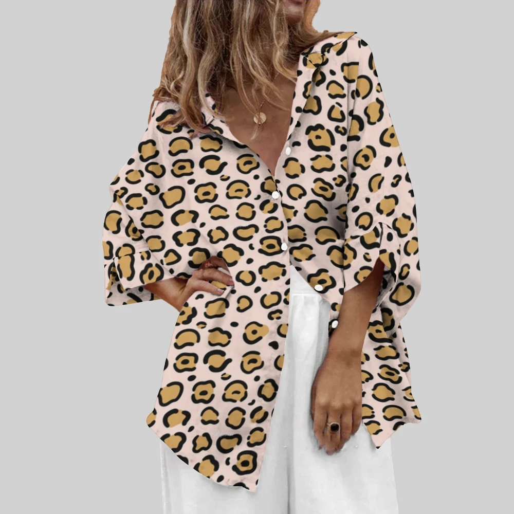 

Original Wildly Leopard Print Shirt Women’s Jungle Chic Blouse Casual Versatile Leopard Prints Blouse Cute Leopard Lover Shirts