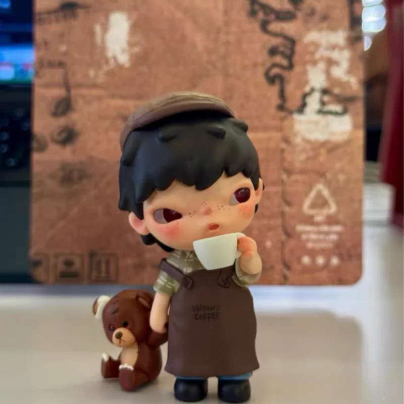 

Original POP MART Hirono Coffee Hangka Trendy Holding A Little Bear Drinking Coffee Action Figure Cute Decoration Holiday Gift