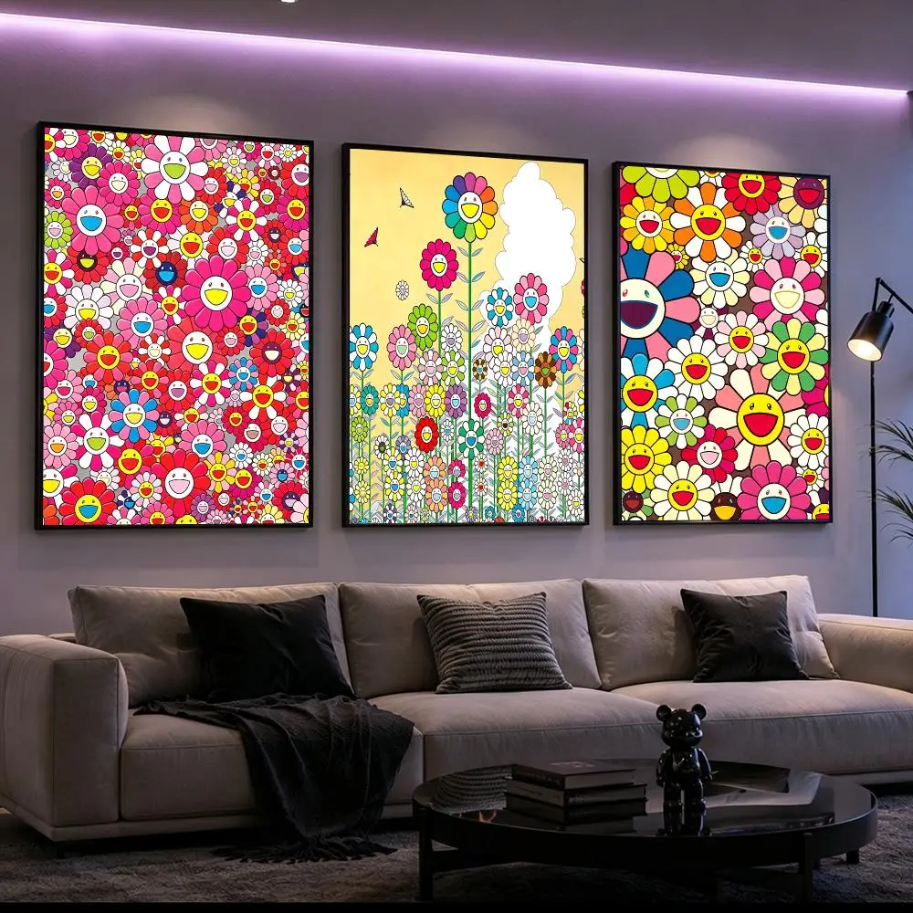 Takashi Murakami Flowers Poster Poster HD Printing Cyberpunk Style Wall Art Home Decor For Gaming Room Living Room Bedroom Gift