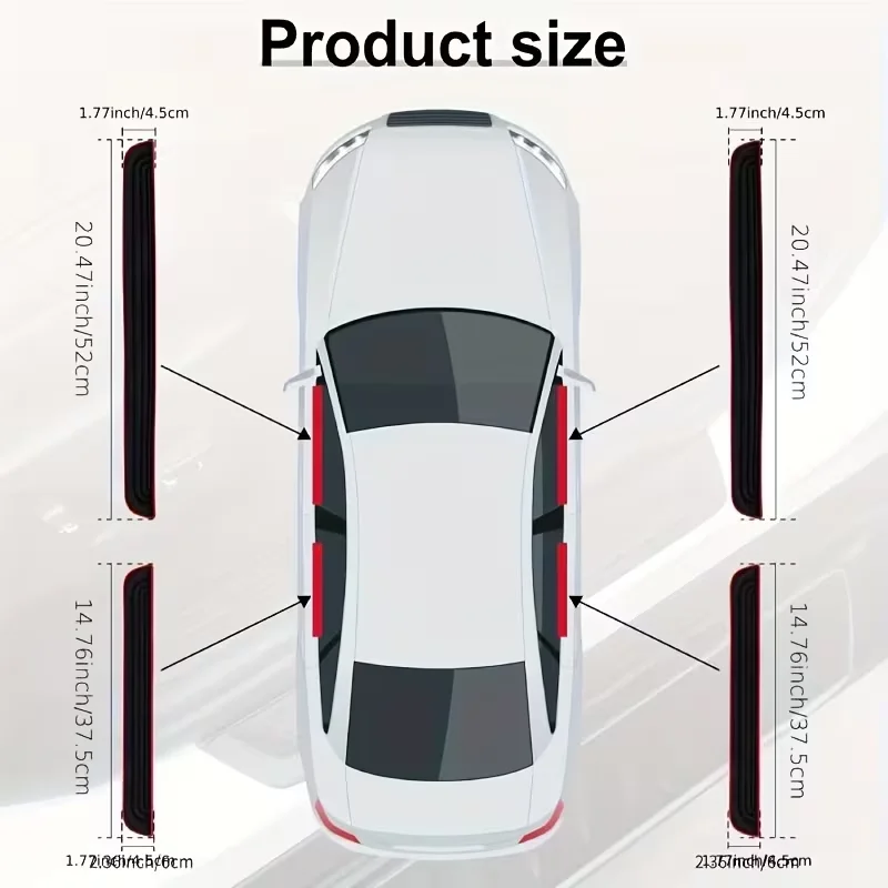 4PCS Universal Car Door Sill Protector Anti Scratch Rubber Strip Auto Step Edge Guard Scuff Plate Cover Black Sedan SUV Styling