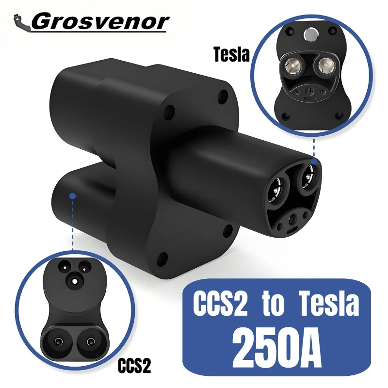 

Адаптер зарядного устройства CCS2 к Tesla EV, 250 А, 1000 В, зарядная станция постоянного/переменного тока для электромобиля, преобразователь CCS2 в Tesla DC/AC Combo 2
