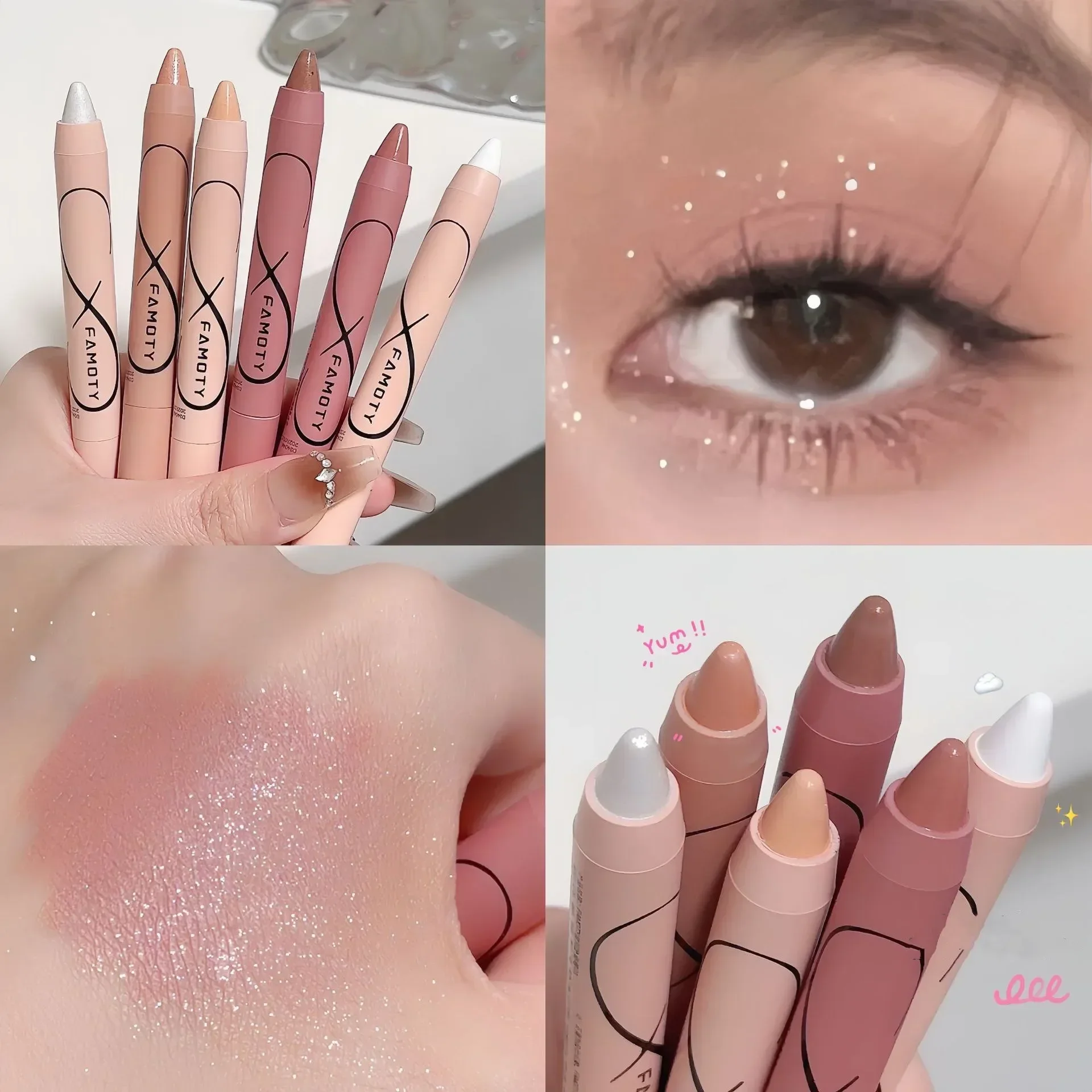 Pearl Gold Green Glitter Shimmer Contour Blush Pen Brighten Makeup Fairy High Gloss Pen Face Body Highlighter Stick Cosmetics