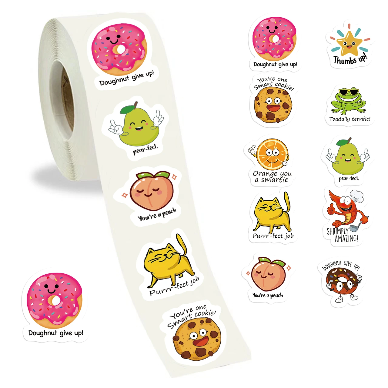 

500pcs Cartoon Cute Reward Roll Stickers Decals For Laptop Scrapbook Skateboard Guitar Helmet DIY Aesthetic Waterproof Stickers