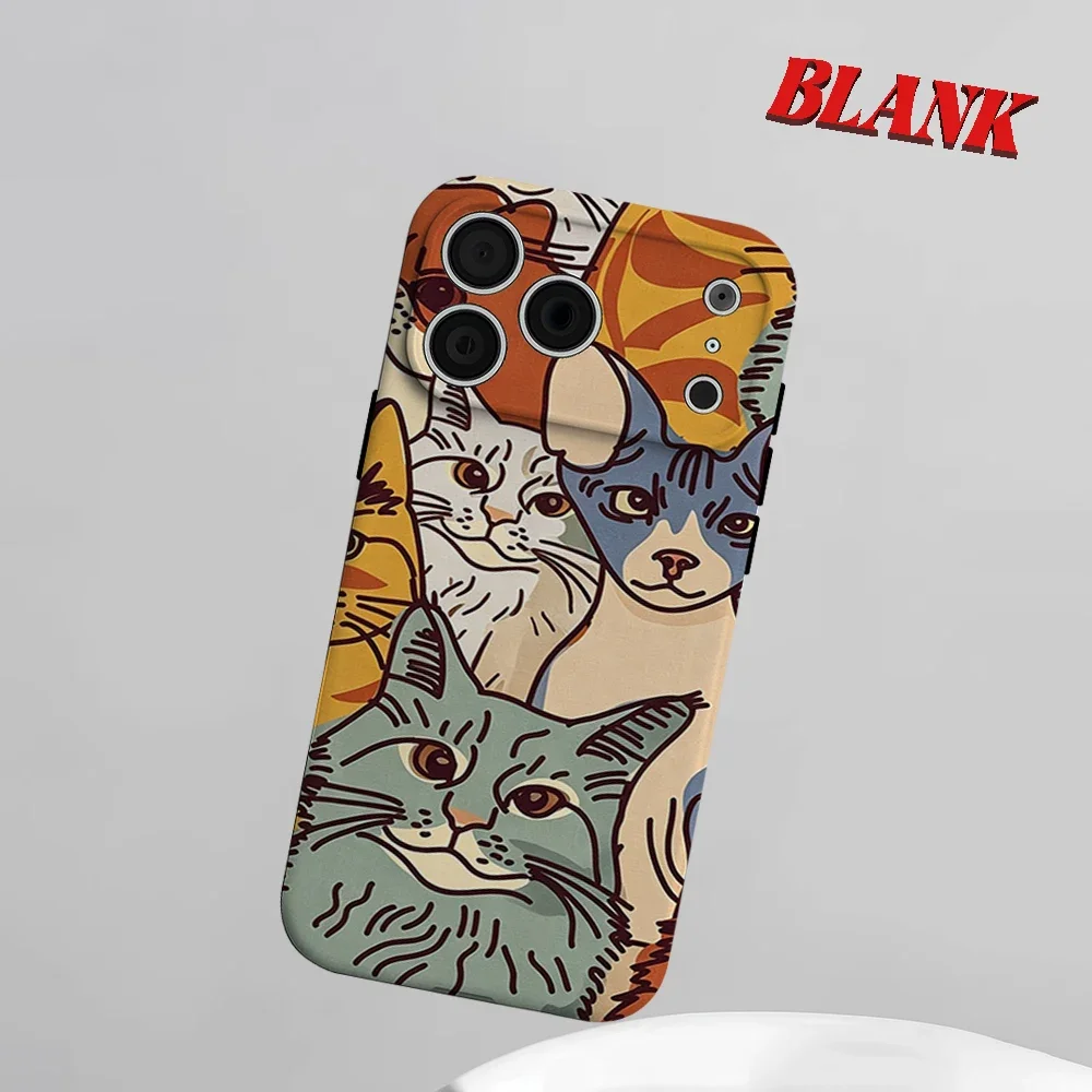 

Vintage Cat Cluster 2-in-1 Phone Case For iPhone 17 16 15 14 13 Pro Max Air 16e INS Flower Hard PC Bumper Cover Coque