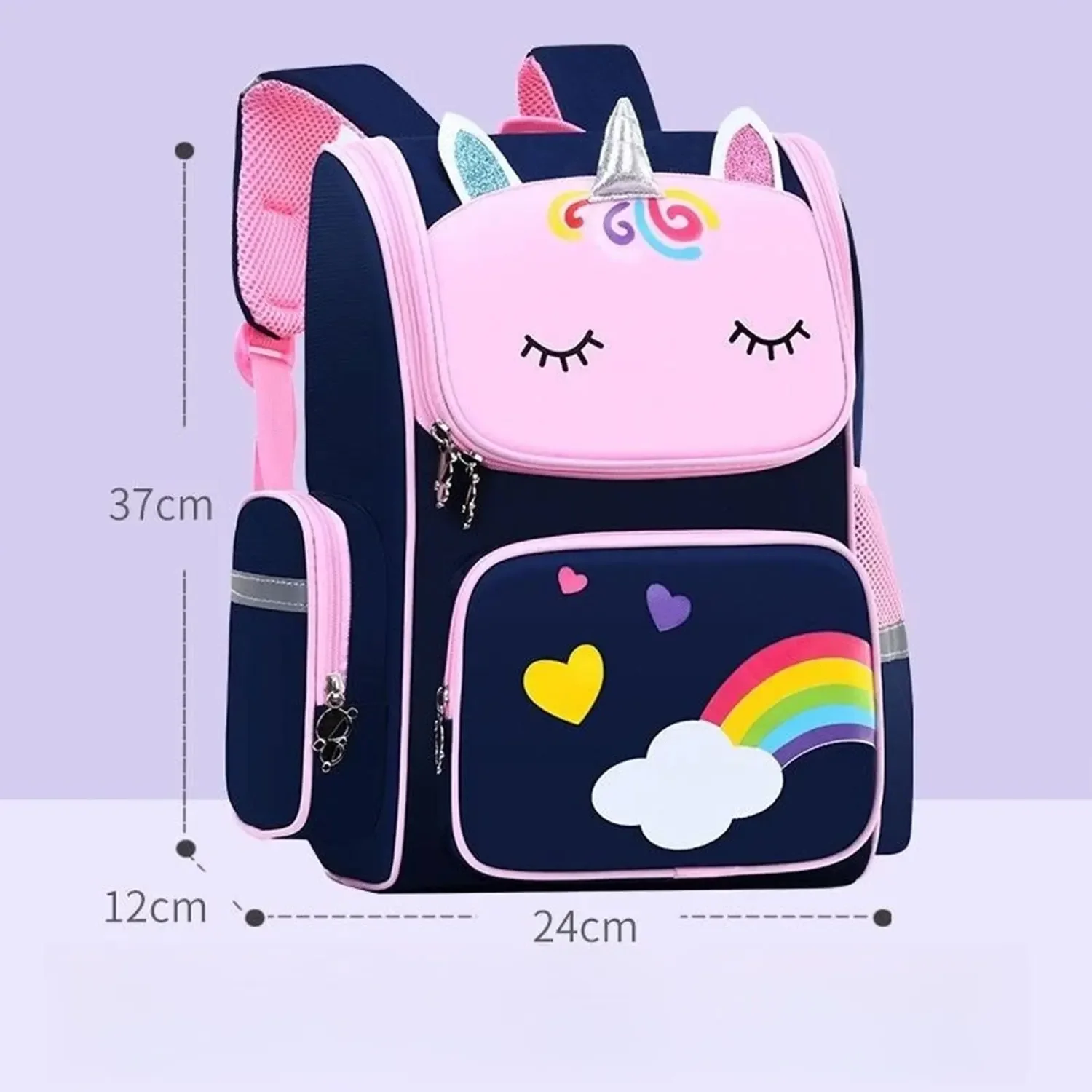 Unicorn primary school students cartoon schoolbag pink blue children\'s schoolbag kindergarten schoolbag boys girls