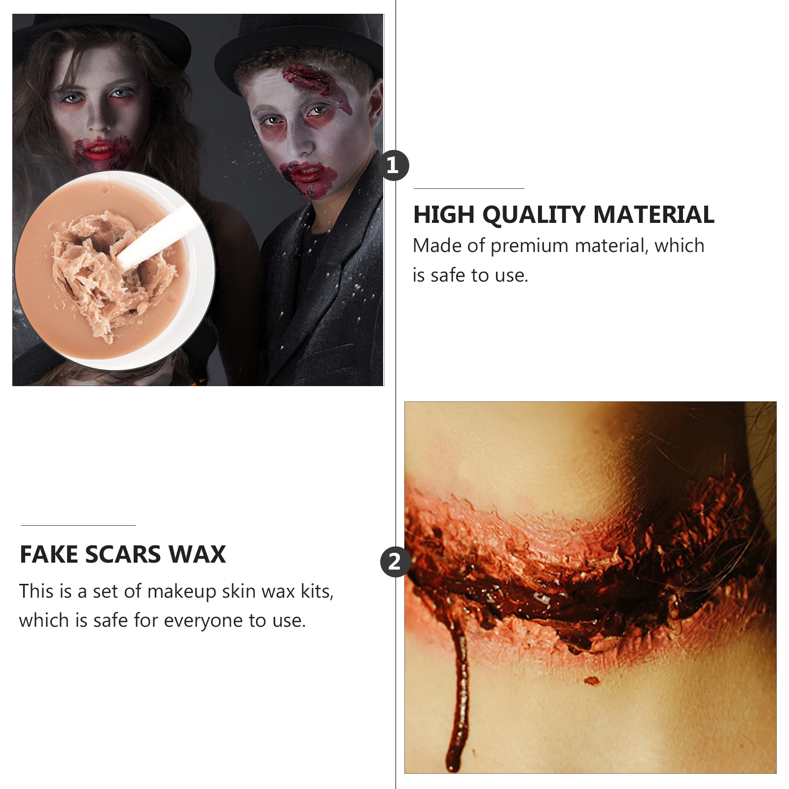 

2 Pcs Special Effect Makeup Wax Stage Skin Fake Scars Face Painting Wound Effects