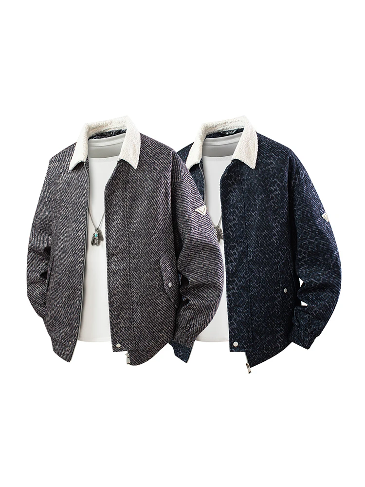 

Мужская куртка в американском ретро-стиле, рабочая одежда, с воротником, молодежная верхняя одежда из полиэстера, с длинными рукавами, на молнии, без капюшона