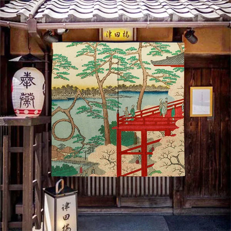 80x90/130cm Custom Ukiyo-e Izakaya Noren Curtain Japanese Resturant Kitchen Cloth Doorway Curtains Oil Smoke Proof Partition