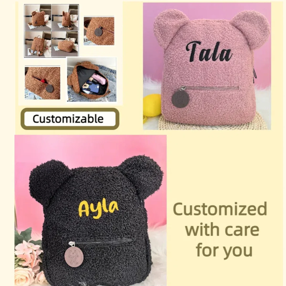 

Personalized Custom name Embroidered Newborn letter Nursery Baby Bear backpack Bag Gifts for Boy Girl children polychrome