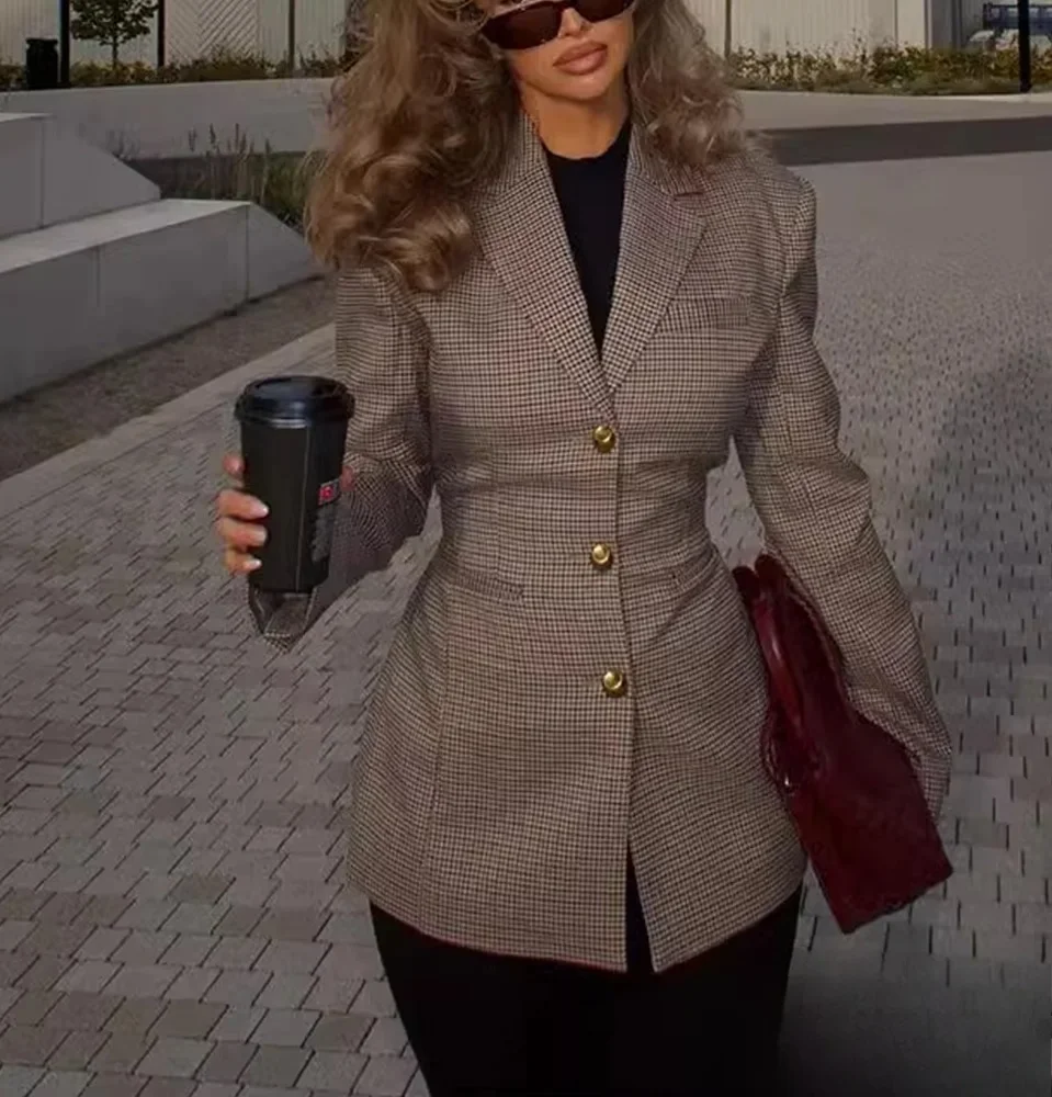 سترة KONDALA النسائية الأنيقة ألف الطيور منقوشة مع حزام جديد 2025 ربيع الخريف شارع العليا سترة أنيقة متعددة الاستخدامات غير رسمية
