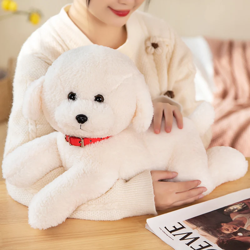 

22-48CM Simulation Bichon Frise Plush Toys Lovely Puppy Dolls Stuffed Soft Animal for Children Girl Birthday Xmas Gifts