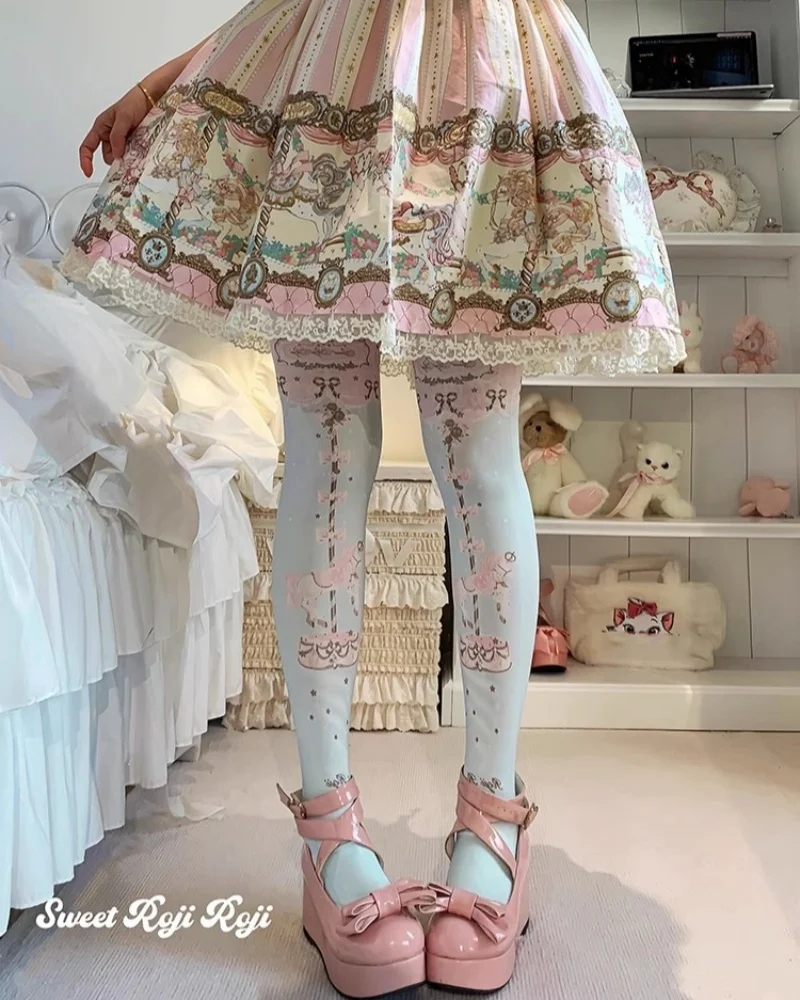

2025 New Japanese Doll Lolita Socks Women'S Summer&Autumn Beauty Skin Velvet Printed Tights Lolita Daily Fashion Sweet Pantyhose