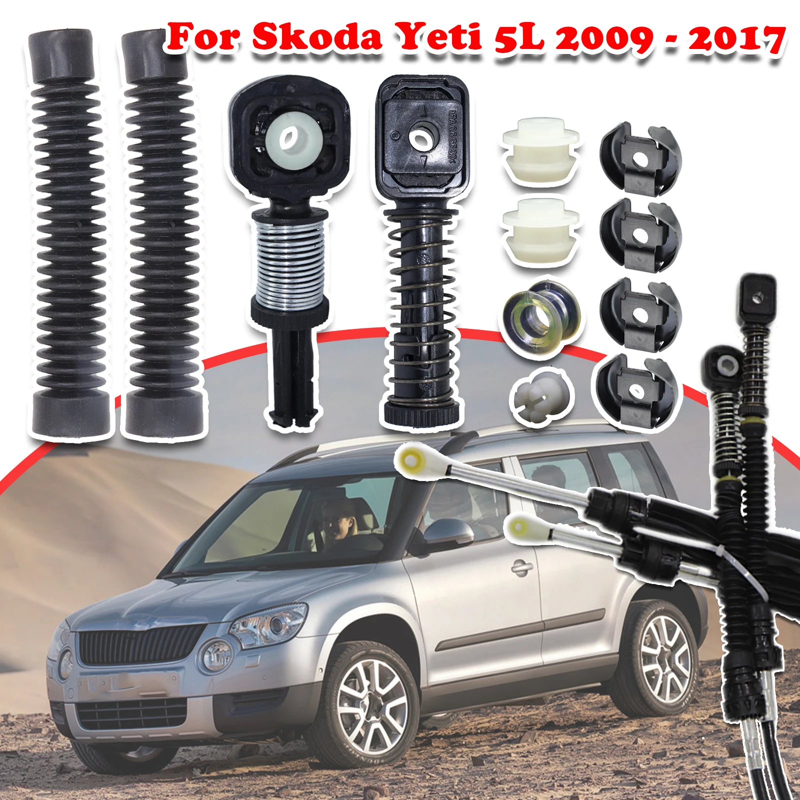 

For Skoda Yeti 5L Manual Gear Shift Selector Lever Linkage Cable Bowden Bushing Sleeve Gaiter Repair Kit 2009 2010 2011 - 2017