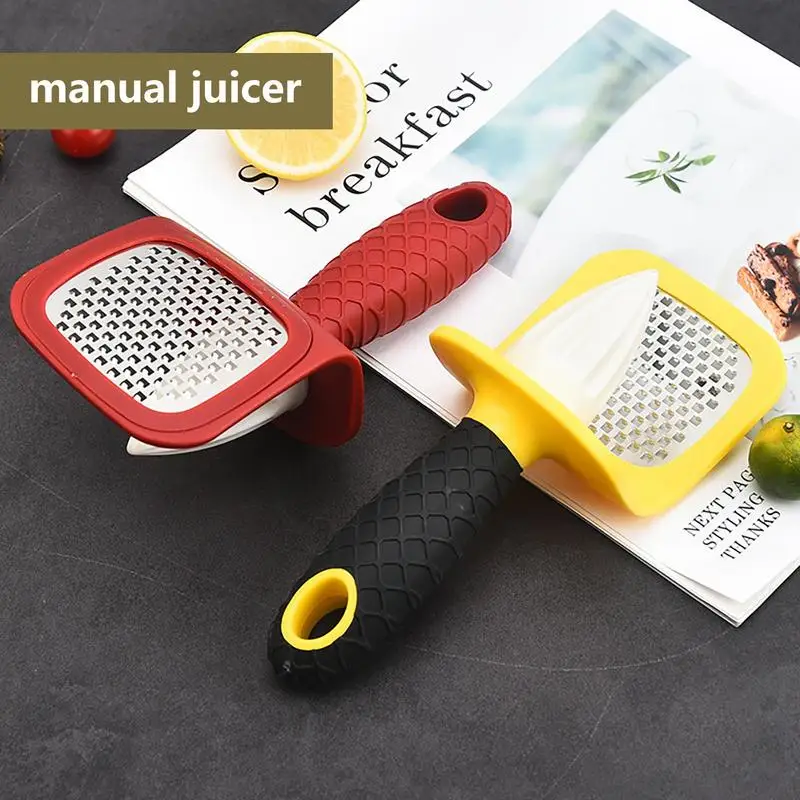 Lemon Reamer Juicer 2-in-1 Shredder Citrus Reamer Hand Held Orange Juicer Efficient Juice Extraction Stainless Steel Filter