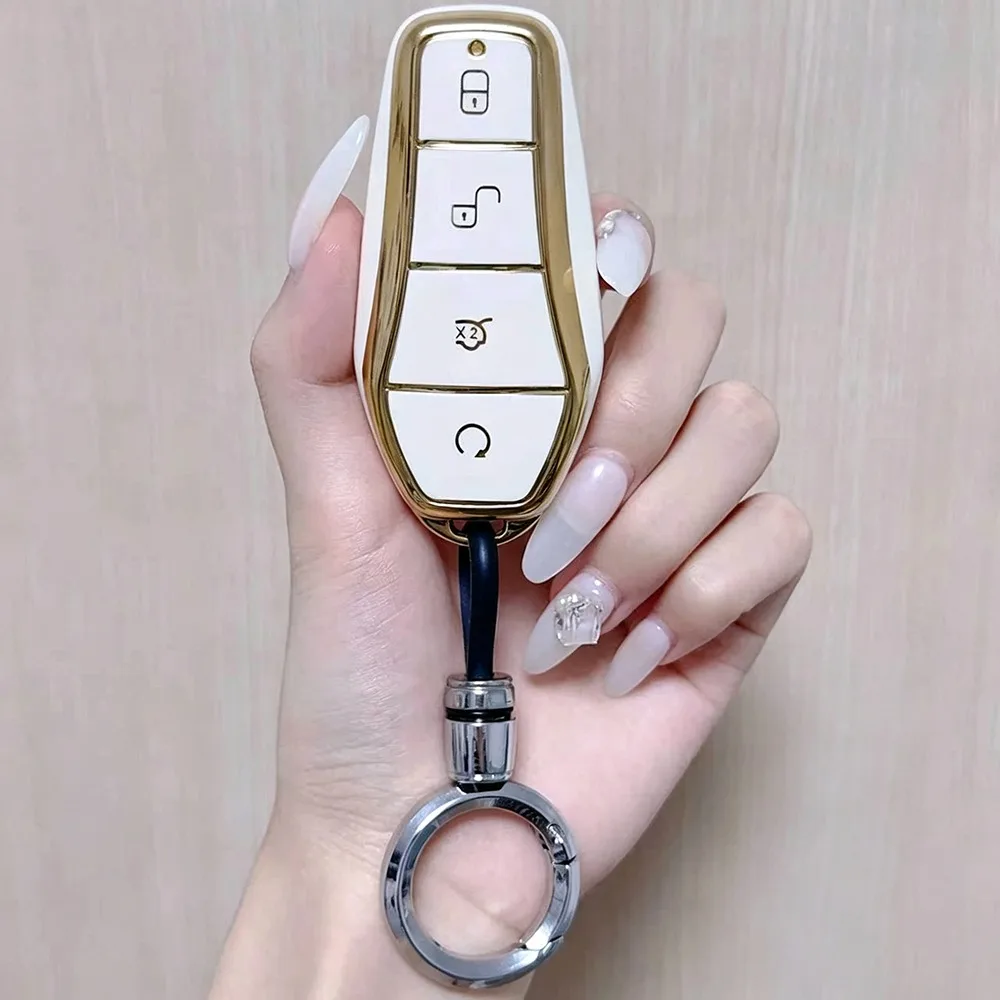 4 Buttons TPU Car Key Case Cover for BYD Atto 3 Han EV Dolphin Remote Holder Fob Keychain Auto Shell Bag Accessories