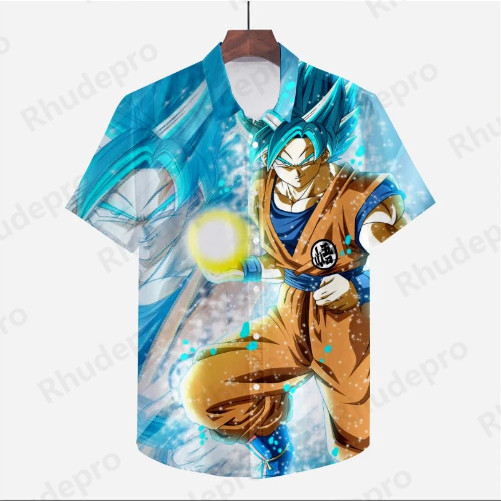 5XL Men\'s Shirt Dragon Ball Z Vegeta Clothes Beach Style Oversized Streetwear Super Saiya Cute High Quality Anime Goku Cool 2024