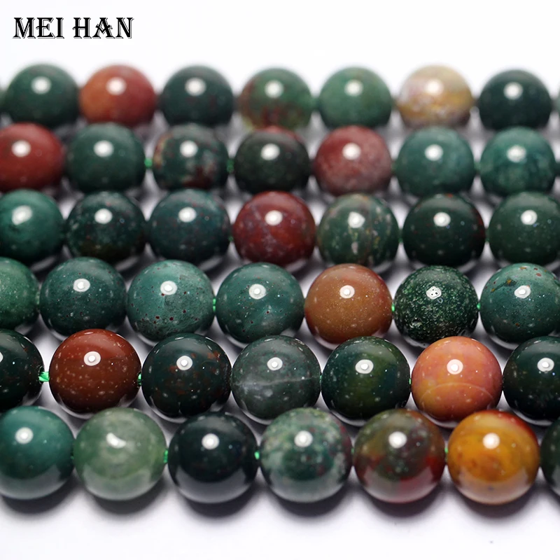 Meihan wholesale natural Heliotrope Blood stone round loose beads stone for jewelry making design & gift