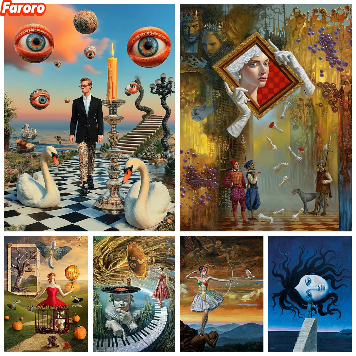 Surrealist Style DIY Diamond Art Painting Bizarre 5D Diamond Embroidery Fantasy World Home Wall Decoration