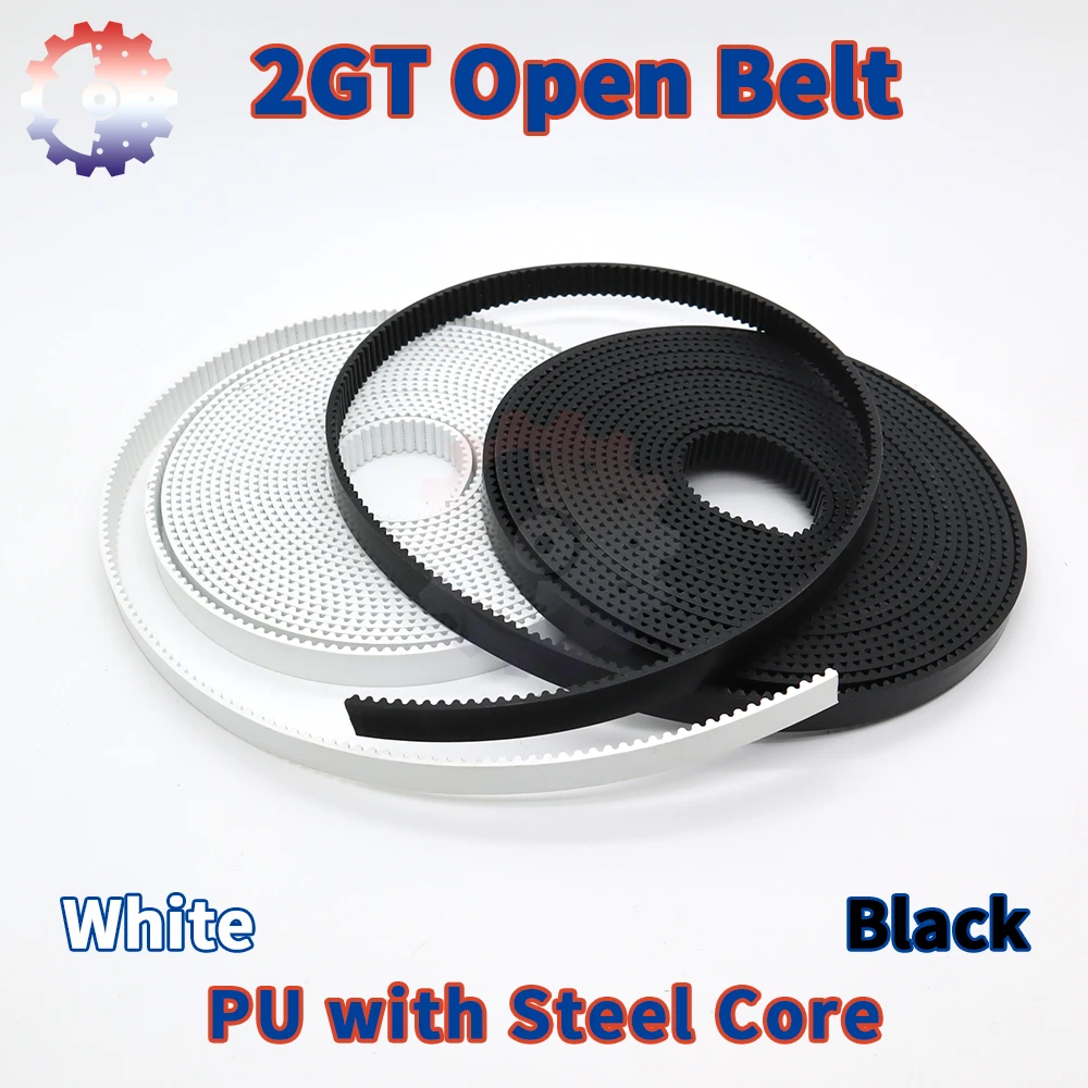 GT2 Open Timing Belt 2GT Polyurethane Steel Core PU Belt Width 5mm 6mm 9mm 2MGT Belt 10mm 15mm 2M Open Belt for 3D Printer Belt