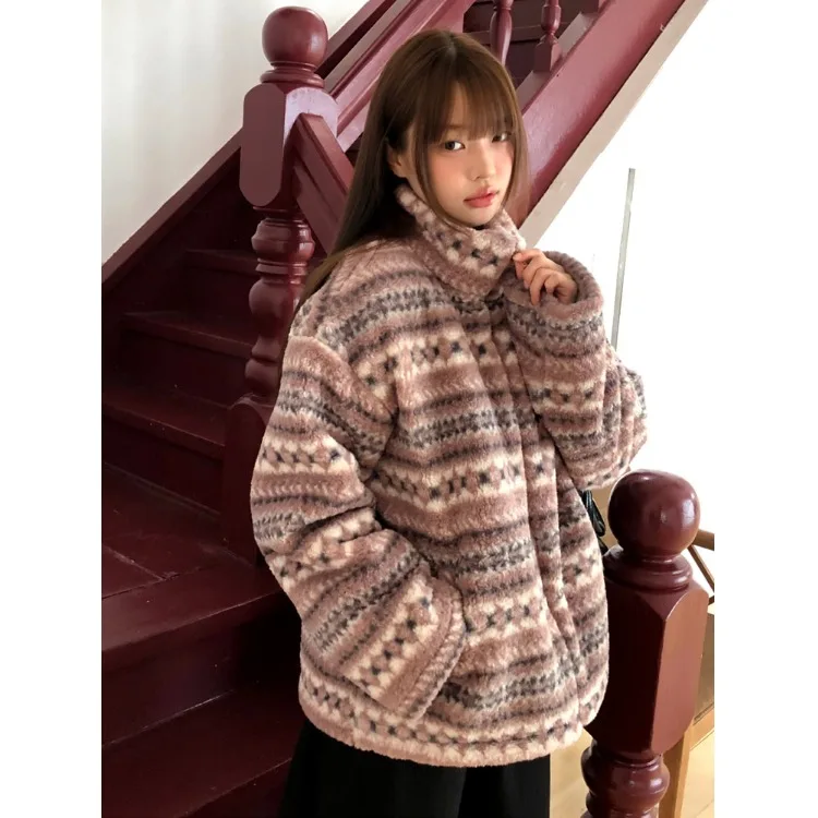 Cappotto caldo da donna in velluto di agnello sciolto pigro Sle inverno retrò ricamo cotone Jaet Fene Age-Defng Design Sensation Ou...