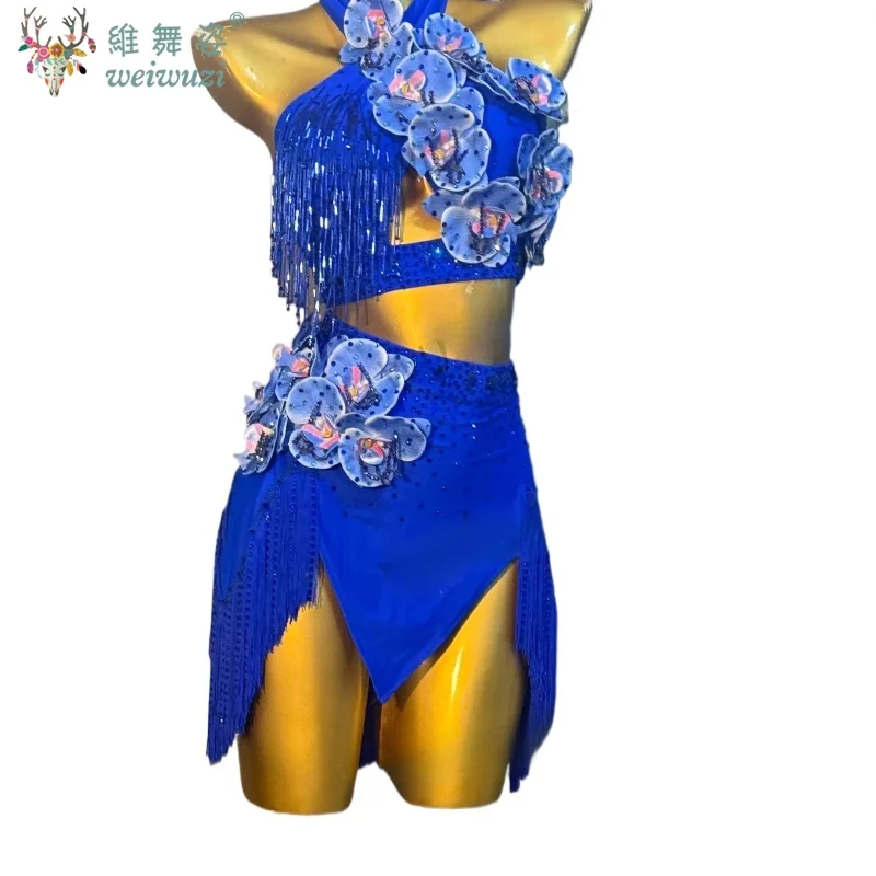 Vestido de baile latino con flecos de diamantes para mujer, traje de competición personalizado de Rumba Chacha Tango, vestidos latinos para adultos