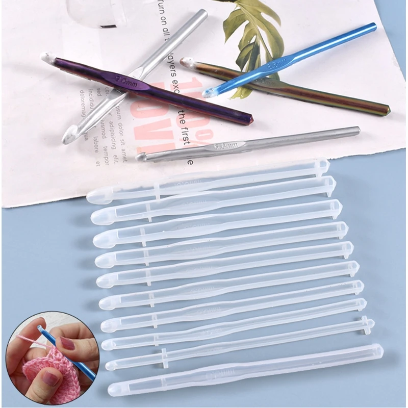 Epoxy Resin DIY Crafts Casting Silicone Mold Knitting Hook Needles UV Epoxy Mold Dropsale