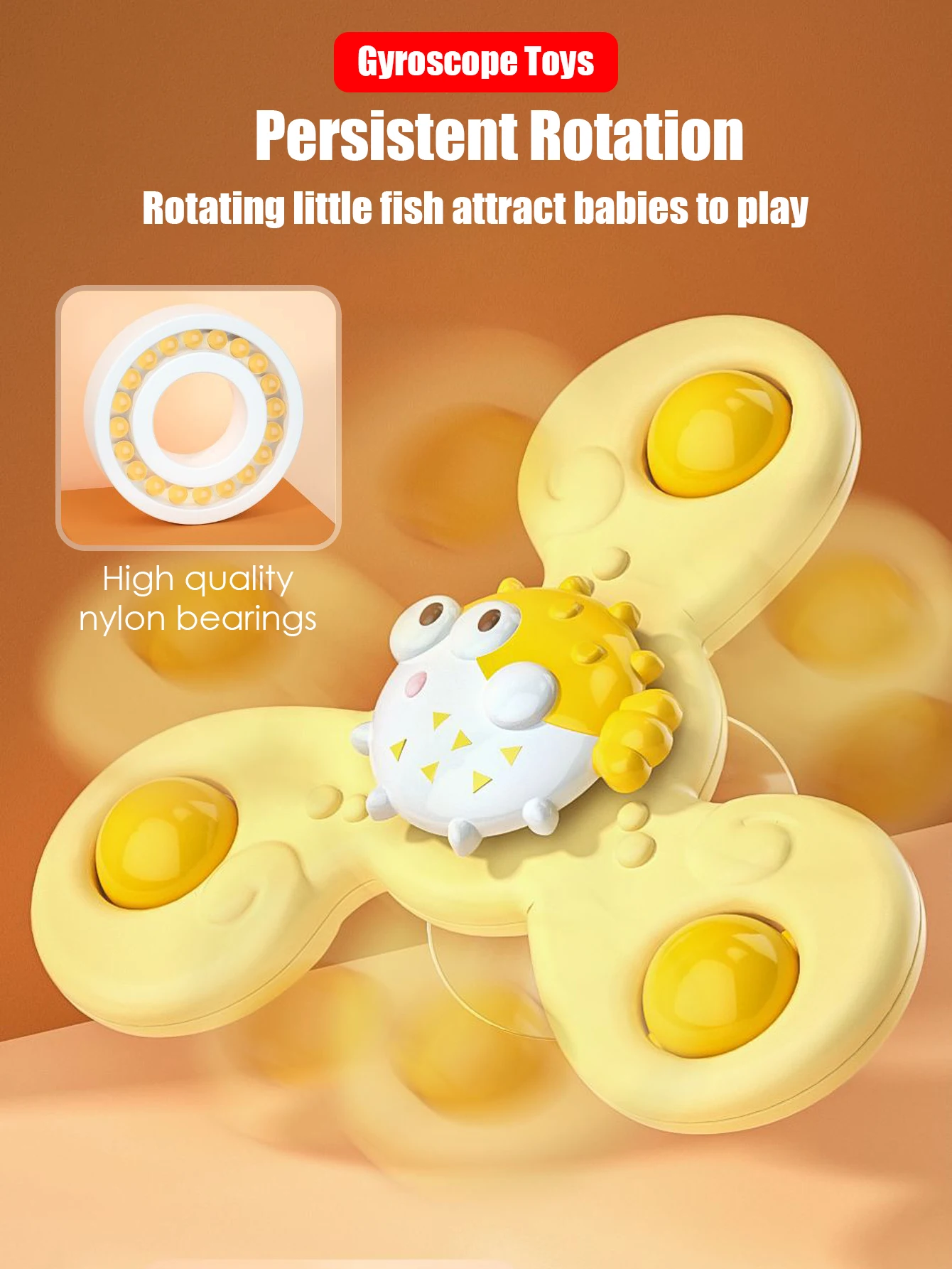 3Pcs/Set Baby Bath Toys Funny Bathing Sucker Spinner Suction Cup Cartoon Rattles Fidget Educational Toys For Children Boys Gift