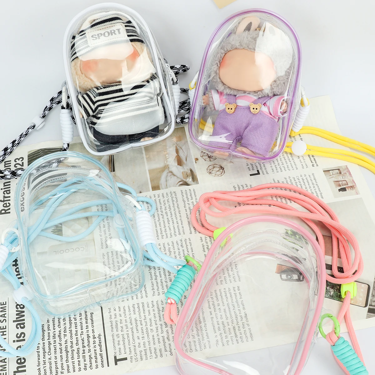 10-15 cm transparante displaytas beschermhoes voor speelgoed en poppen stofdichte opbergzakken buitengebruik en feestdecor rugzak sling