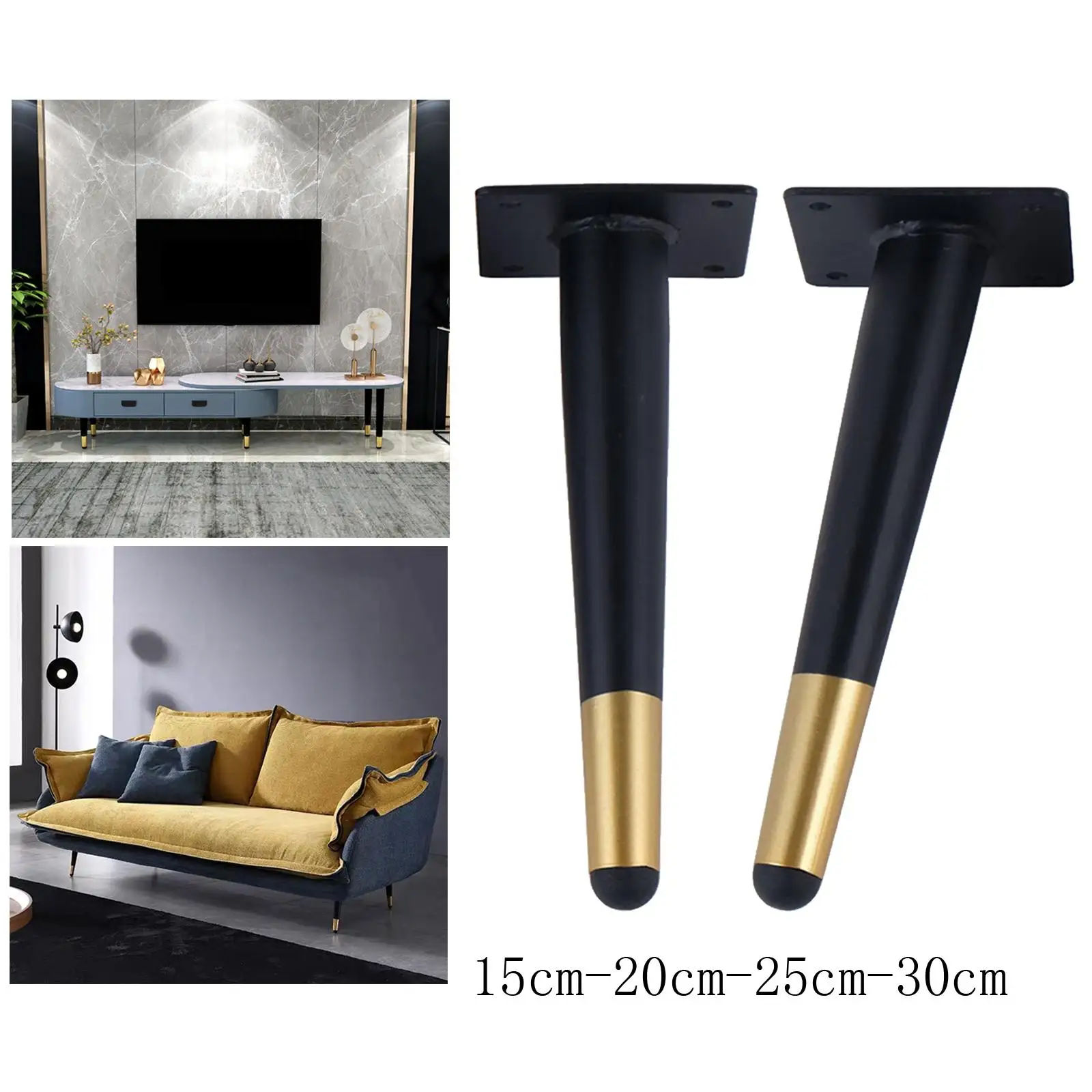 Furniture Legs, 10-30cm Solid Tapered Wood Sofa Legs Replacement with Mounting Plate for Sofa Table Tea Cabinet