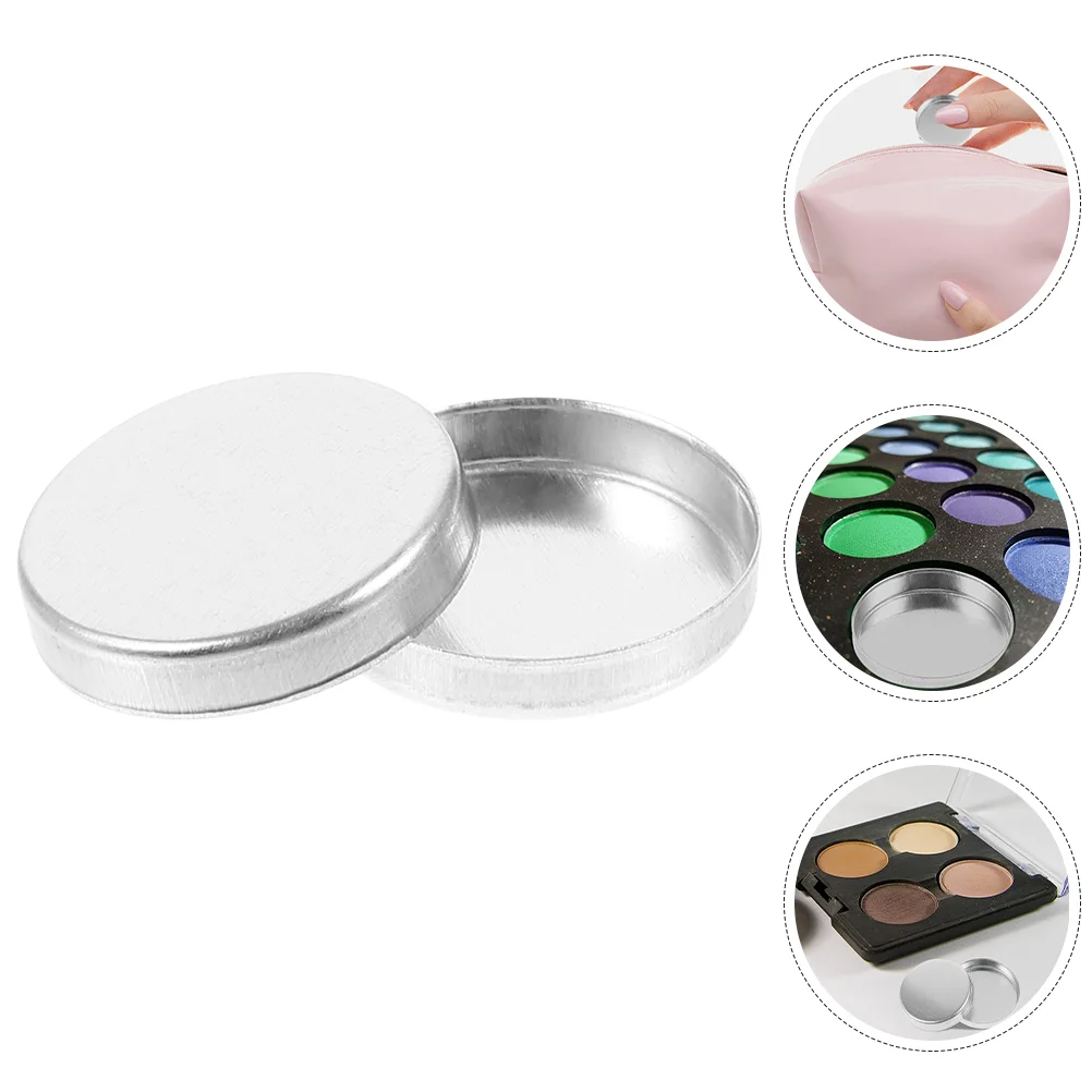 30 Pcs Makeup Platen Tool Lip Balm Pan Empty Eyeshadow Palettes Tray Blusher Aluminum Case Small