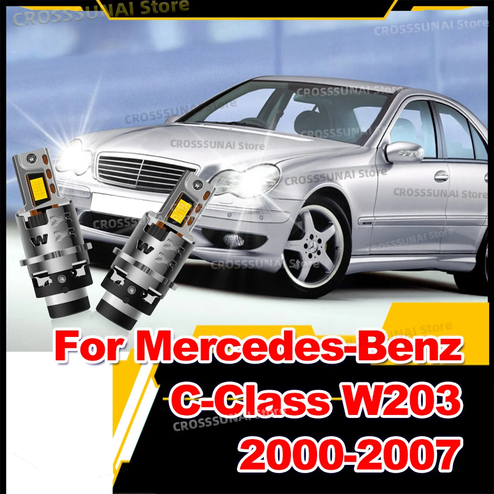 2Pcs Turbo LED Headlight Bulbs 50000LM Car Lamp HID Replacement For Mercedes Benz C Class W203 2000-2007 2003 2004 2005 2006