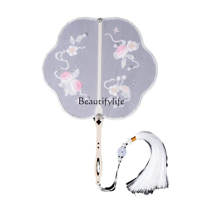 

Ancient style classical embroidery fan Chinese style long and short handle round special-shaped group fan embroidery fan