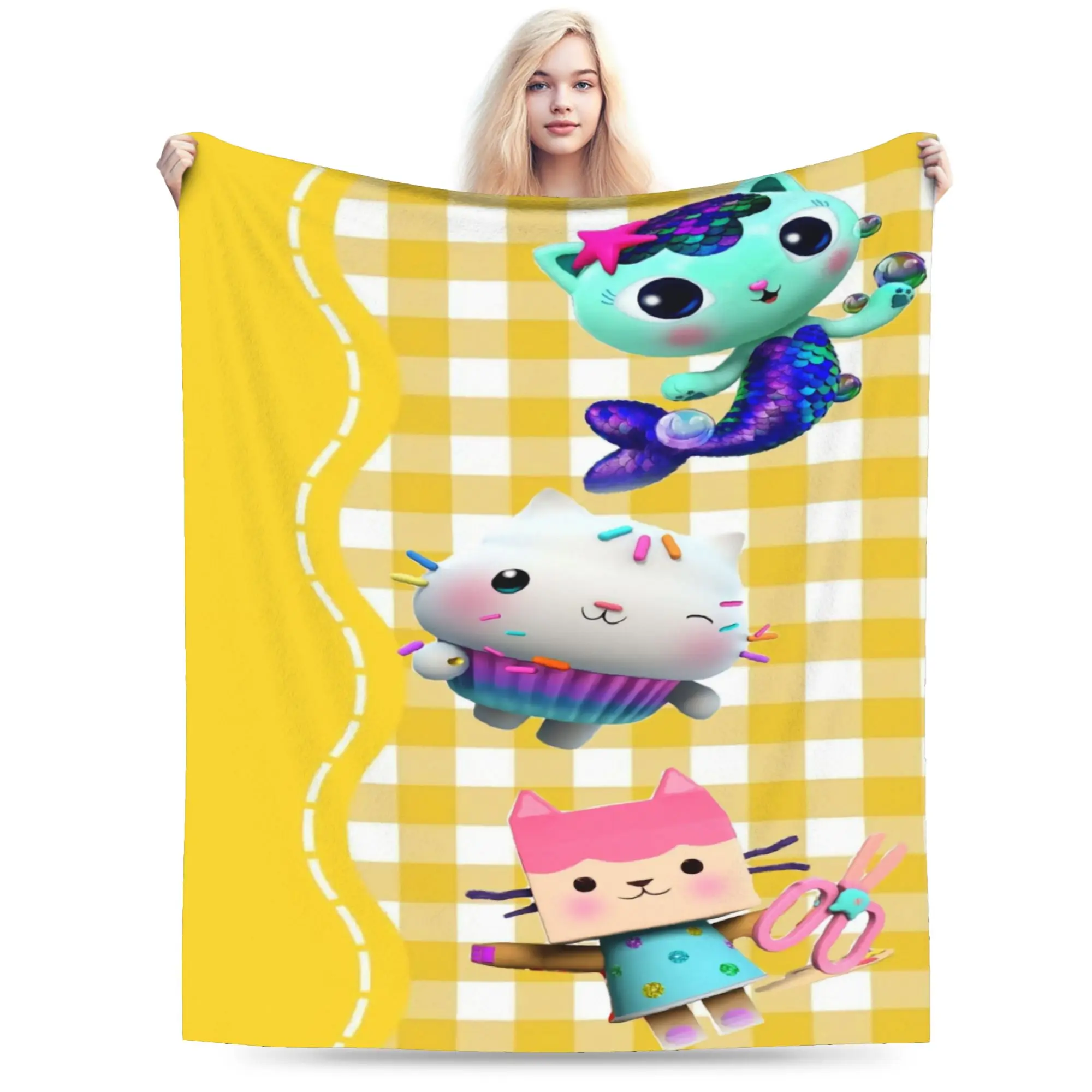 Gabbysed dollhouses Plush Blankets Children  Flannel Bedding Throws For Living Room Warm Design Quality Bedspread Birthday Gift