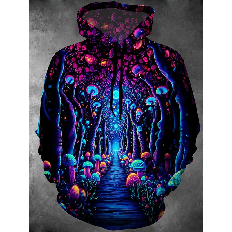 Magic Colorful Mushroom Hoodies 3D Print Men Women Hooded Sweatshirts Oversized Y2k Harajuku Pullover Tracksuit Unisex Clothing
