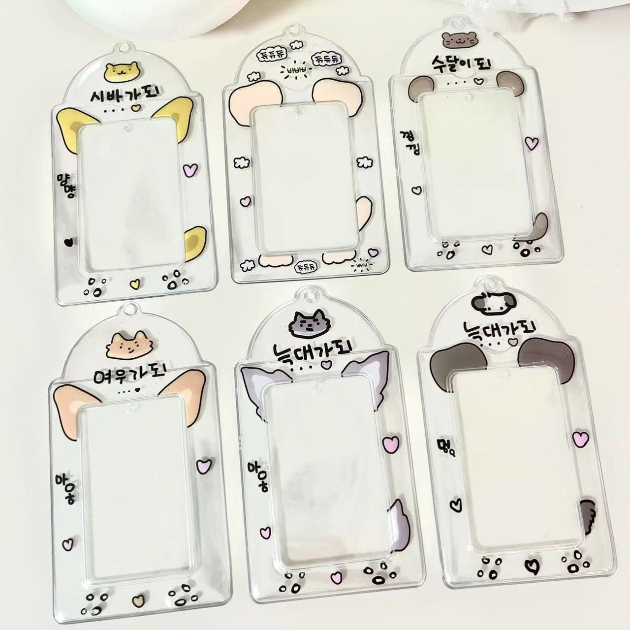 สัตว์น่ารัก Photocard ผู้ถือพวงกุญแจ,กรอบรูปผู้ถือป้าย ID PVC การ์ตูนสัตว์ Photo Card ผู้ถือจี้โซ่
